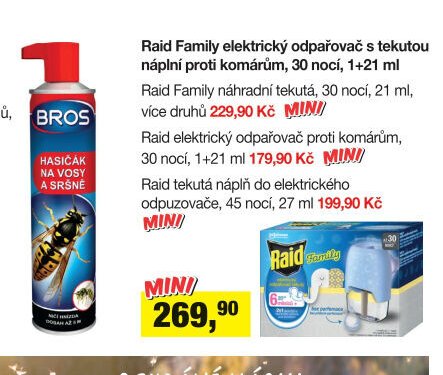 Raid Family elektrický odpařovač s tekutou náplní proti komárům, 30 nocí, 1+21 ml