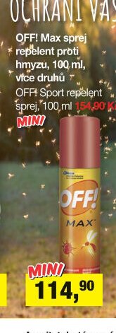 OFF! Max sprej repelent proti hmyzu, 100 ml, více druhů