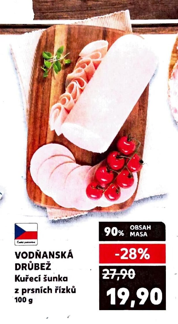 VODŇANSKÁ DRŮBEŽ Kuřecí šunka z prsních řízků 100 g