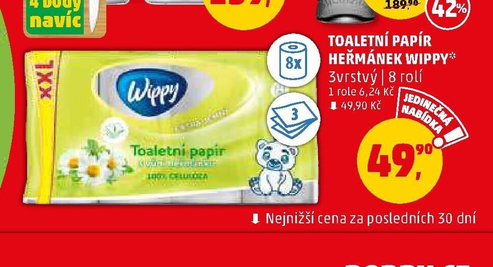Toaletní papír Heřmánek Wippy 8 rolí - Penny Market aktualniletaky.eu
