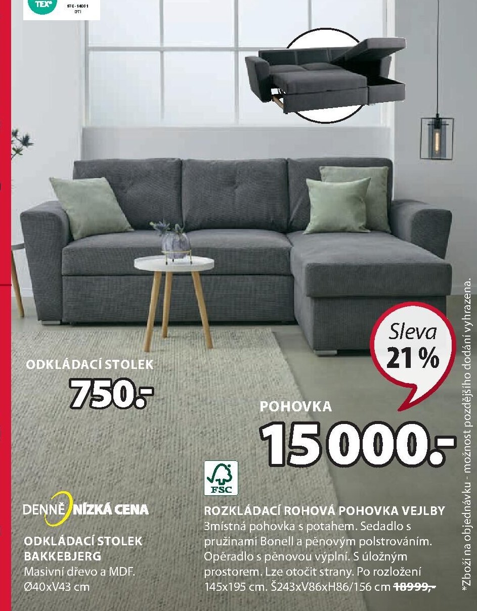 ROZKLÁDACÍ ROHOVÁ POHOVKA VEJLBY