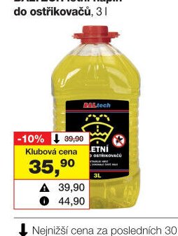 BALTECH letní náplň do ostřikovačů, 3 l