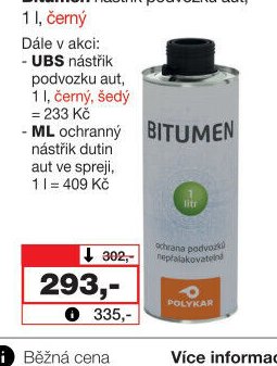 Bitumen nástřik podvozku aut, 1 l