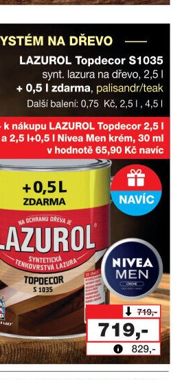 LAZUROL Topdecor S1035 synt. lazura na dřevo
