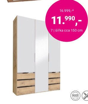 Šatní skříň, šířka cca 150 cm