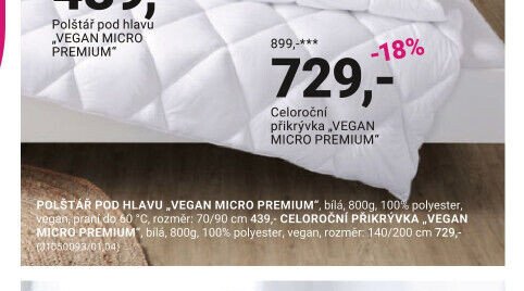 Celoroční přikrývka VEGAN MICRO PREMIUM