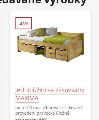 Jednolůžko se zásuvkami MAXIMA