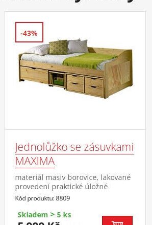 Jednolůžko se zásuvkami MAXIMA