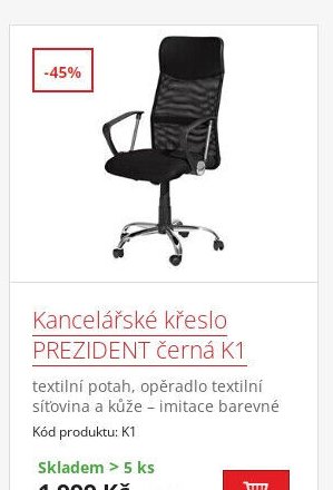 Kancelářské křeslo PREZIDENT černá K1
