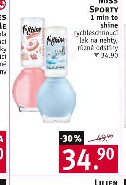 Miss Sporty 1 min to shine rychleschnoucí lak na nehty