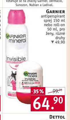 Garnier antiperspirant sprej 150 ml nebo roll-on 50 ml, pro ženy
