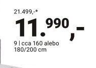 9 | cca 160 alebo 180/200 cm
