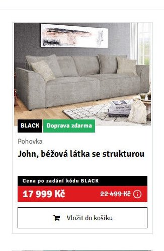 Pohovka John, béžová látka se strukturou