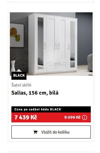 Šatní skříň Salias, 156 cm, bílá