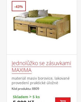 Jednolůžko se zásuvkami MAXIMA