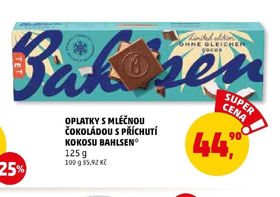 Oplatky s mléčnou čokoládou s příchutí kokosu Bahlsen - Penny Market aktualniletaky.eu