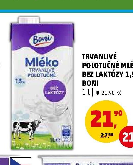 TRVANLIVÉ POLOTUČNÉ MLÉKO BEZ LAKTÓZY 1,5% BONI - Penny Market aktualniletaky.eu