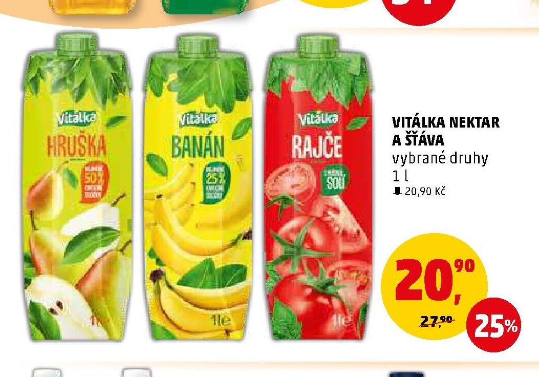 Vitálka nektar a šťáva vybrané druhy 1 l - Penny Market aktualniletaky.eu