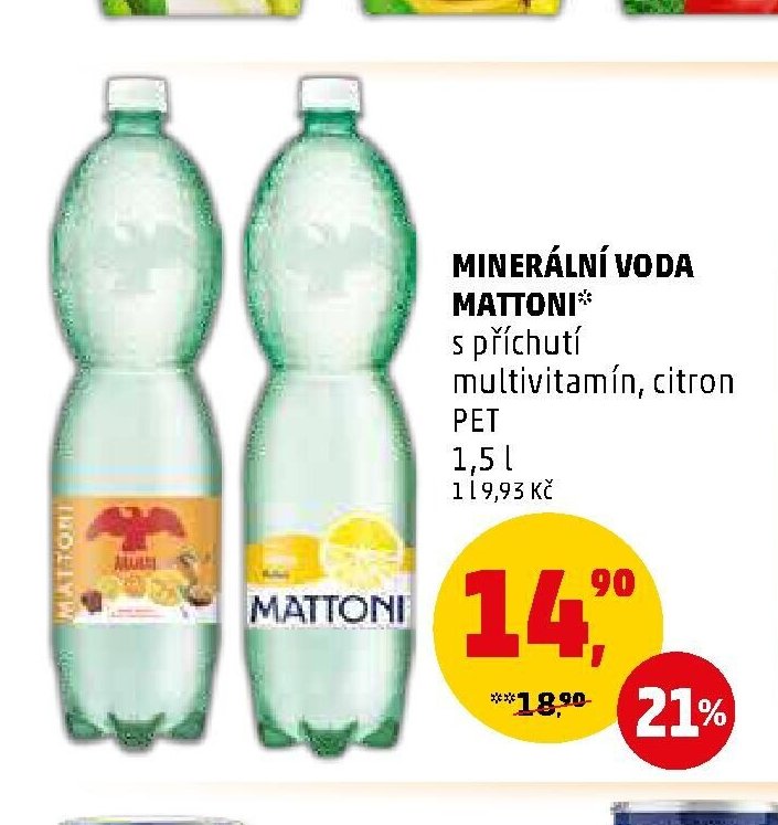 Minerální voda Mattoni s příchutí multivitamín, citron 1,5 l - Penny Market aktualniletaky.eu