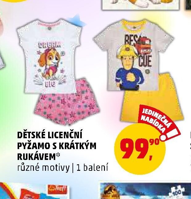 DĚTSKÉ LICENČNÍ PYŽAMO S KRÁTKÝM RUKÁVEM - Penny Market aktualniletaky.eu