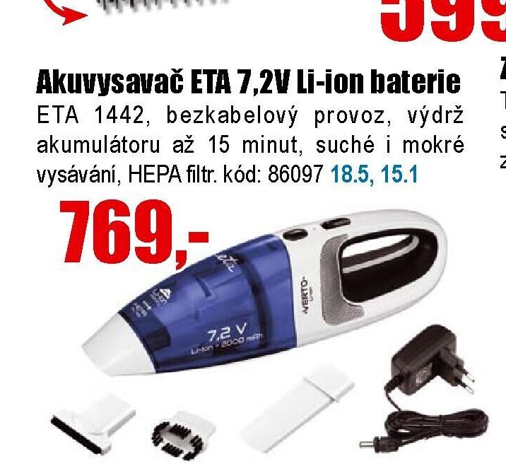 Akuvysavač ETA 7,2V Li-ion baterie - EVA.cz aktualniletaky.eu