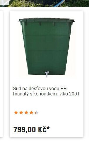 Sud na dešťovou vodu PH hranatý s kohoutkem+víko 200 l
