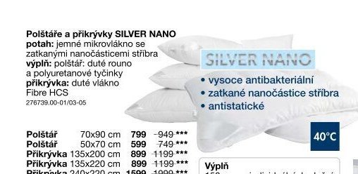 Polštáře a přikrývky SILVER NANO