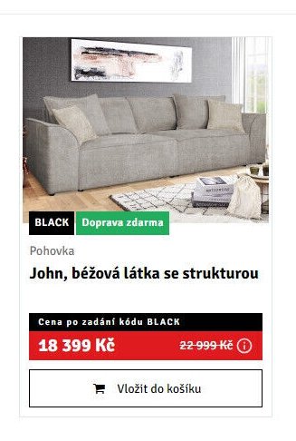 Pohovka John, béžová látka se strukturou