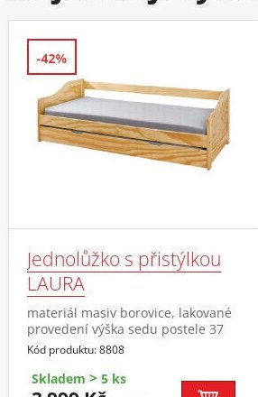 Jednolůžko s přistýlkou LAURA