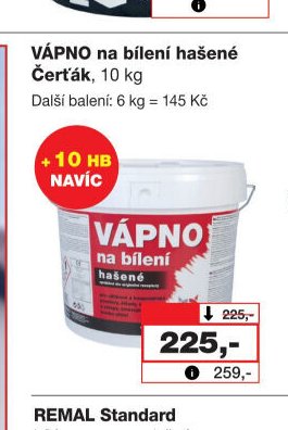 VÁPNO na bílení hašené Čerták, 10 kg