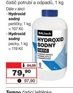 BALTECH Hydroxid sodný čistič potrubí a odpadů, 1 kg