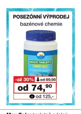 Posezónní výprodej bazénové chemie