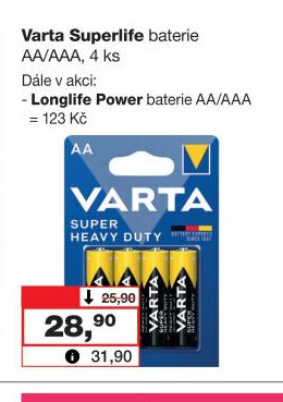 Varta Superlife baterie AA/AAA, 4 ks