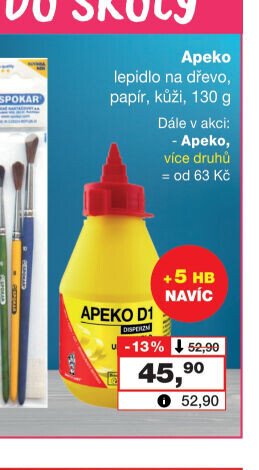 Apeko lepidlo na dřevo, papír, kůži, 130 g