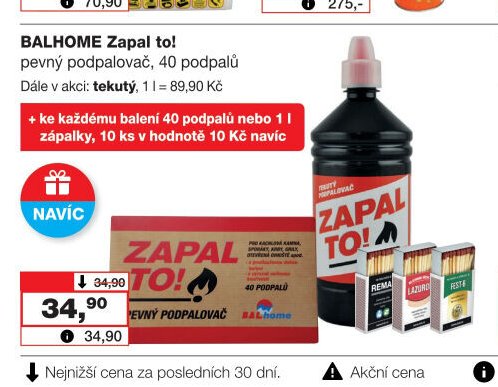 BALHOME Zapal to! pevný podpalovač, 40 podpalů