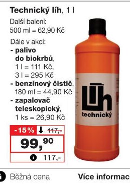 Technický líh, 1 l