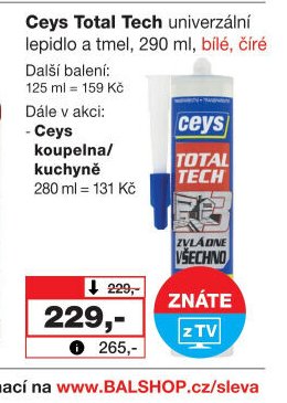 Ceys Total Tech univerzální lepidlo a tmel, 290 ml