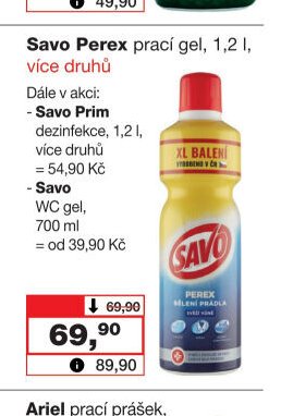 Savo Perex prací gel, 1,2 l