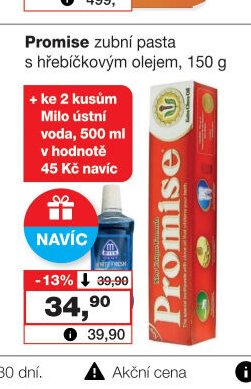 Promise zubní pasta s hřebíčkovým olejem, 150 g