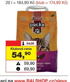 PACKA hrudkující stelivo