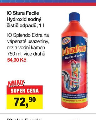 IO Stura Facile Hydroxid sodný čistič odpadů, 1 l