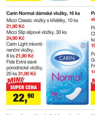 Carin Normal dámské vložky, 16 ks