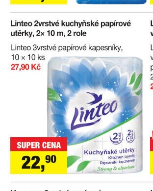 Linteo 2vrstvé kuchyňské papírové utěrky, 2x 10 m