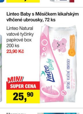 Linteo Baby s Měsíčkem lékařským vlhčené ubrousky, 72 ks