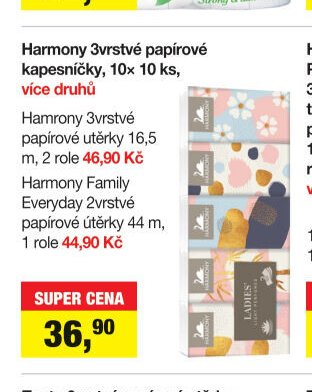 Harmony 3vrstvé papírové kapesníčky, 10x 10 ks