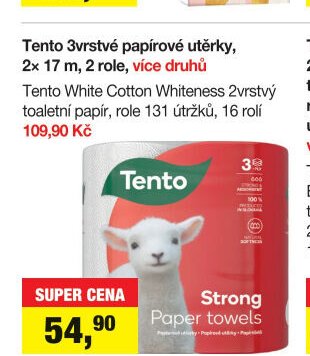 Tento 3vrstvé papírové utěrky, 2x 17 m