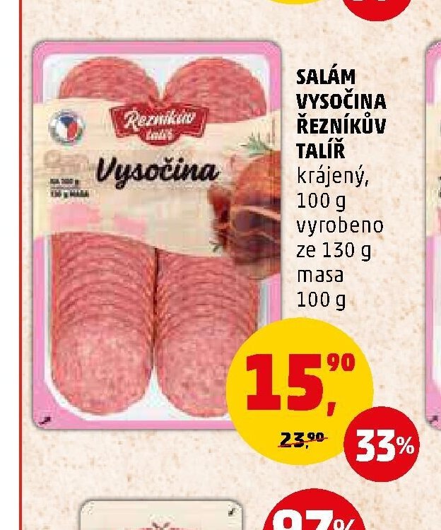 SALÁM VYSOČINA ŘEZNÍKŮV TALÍŘ krájený 100 g - Penny Market aktualniletaky.eu