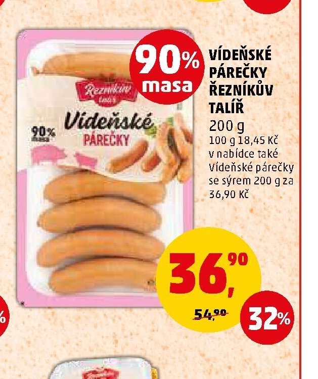 VÍDEŇSKÉ PÁREČKY ŘEZNÍKŮV TALÍŘ 200 g - Penny Market aktualniletaky.eu