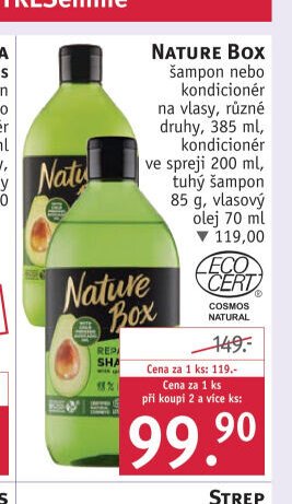 NATURE BOX šampon nebo kondicionér na vlasy, 385 ml, kondicionér ve spreji 200 ml, tuhý šampon 85 g, vlasový olej 70 ml