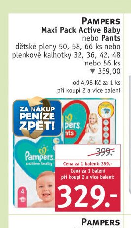 Pampers Maxi Pack Active Baby nebo Pants